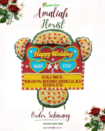 Karangan Papan Bunga Pernikahan di Gelaranyar